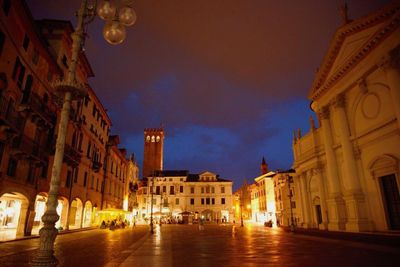 View of illuminated buildings at night