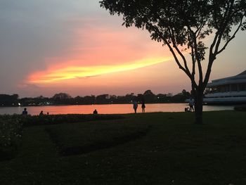 Scenic view of sea at sunset