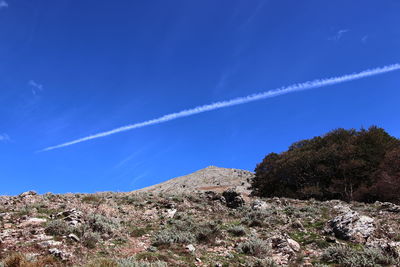 Low angle view of vapor trail in sky