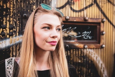 Portrait of beautiful woman at home