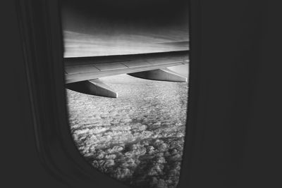 View of sea through airplane window