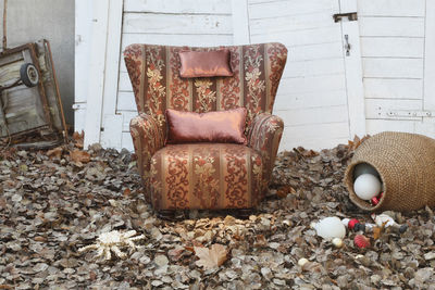 Close-up of old armchair 