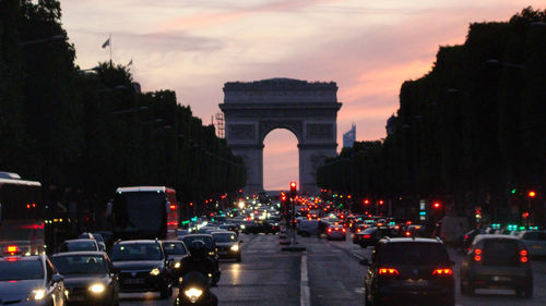 Road passing through city