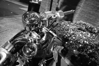 High angle view of motorcycle