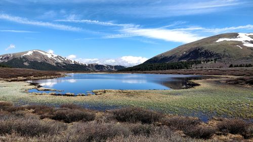 Scenic view of lake against sky