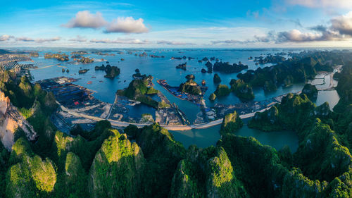 Aerial view of islands in sea