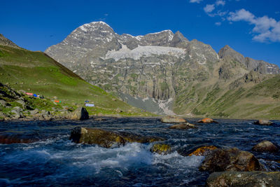 Scenic view of sea and mountains