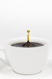 Close-up of coffee cup against white background
