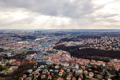 High angle view of townscape against sky