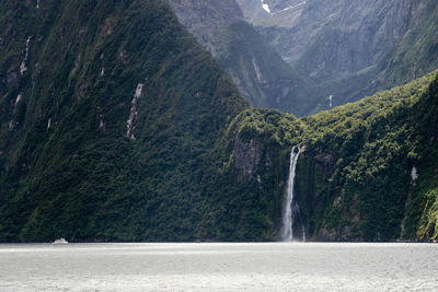 Scenic view of sea and mountains