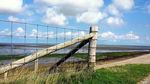 Scenic view of sea against cloudy sky