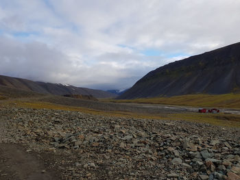 Scenic view of land against sky