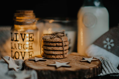 Close-up of cookies on table