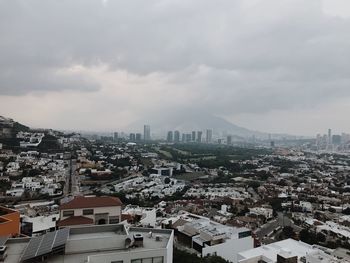 High angle view of cityscape against sky