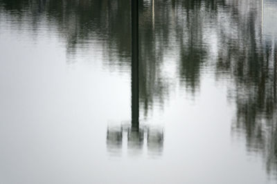 Reflection of lake in foggy weather