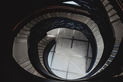 Directly below shot of spiral staircase in building