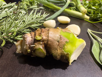 Close-up of food on table