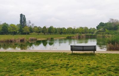 Scenic view of lake against sky