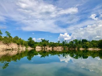 Scenic view of lake against sky