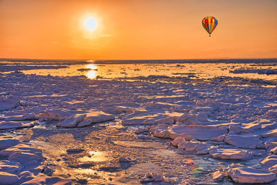 Drift ice in the sea of okhotsk ,winter time