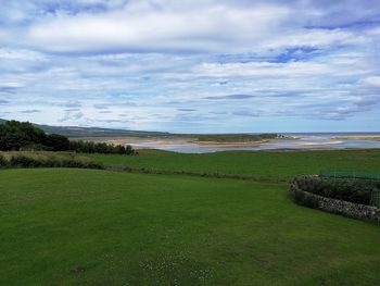 Scenic view of land against sky