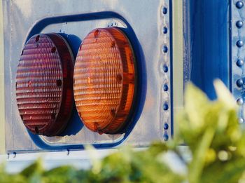 Close-up of tail light of bus