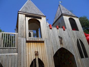 Low angle view of temple against clear sky