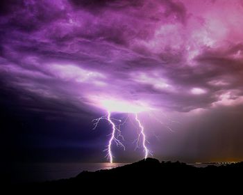 Lightning over cloudy sky