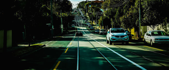 Cars on road in city