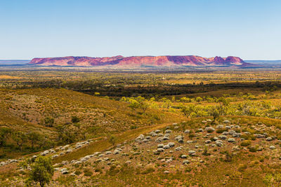 Scenic view of landscape against clear sky