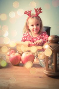 Portrait of cute girl at home