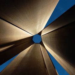 Low angle view of illuminated ceiling against sky, an attractive shot and angle l.