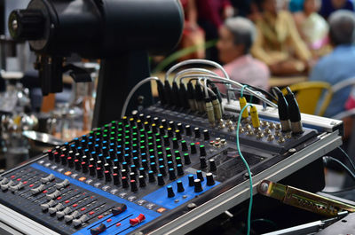 Close-up of sound mixer