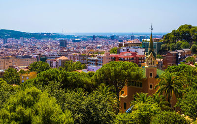 High angle view of townscape against sky