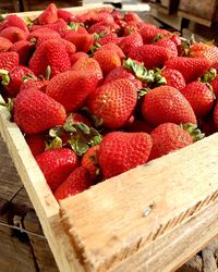 Close-up of strawberries in box