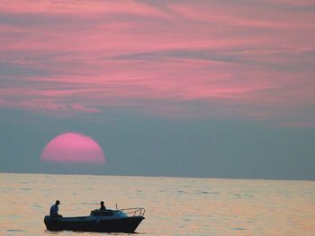 Boat sailing in sea