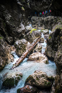 Scenic view of river and mountains