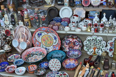 Various for ceramics sale at market stall