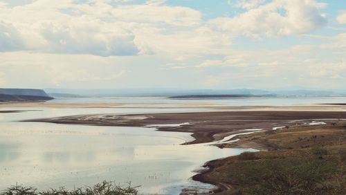 View of sea against cloudy sky, lake magadi, kenya 