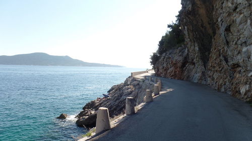 Scenic view of sea against clear sky