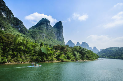 Scenic view of bay against sky