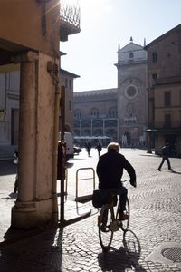 View of woman in city