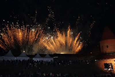 Firework display at night