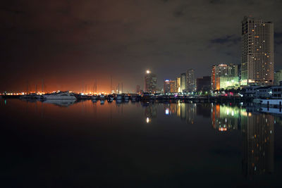 Illuminated city at night