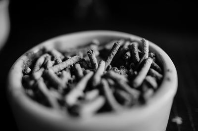 Burnt incense in bowl