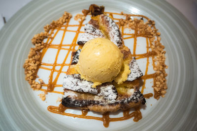 Close-up of ice cream in plate