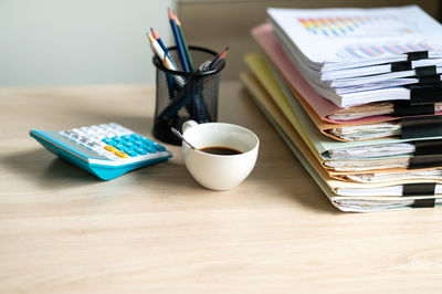 Close-up of books on table