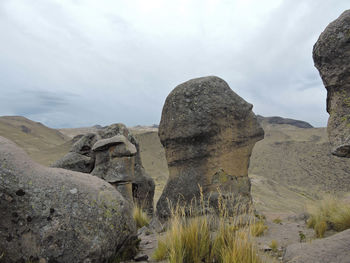 Scenic view of rocks against sky
