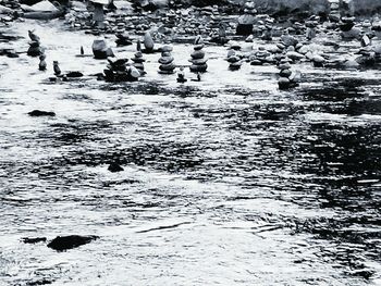 High angle view of rippled water