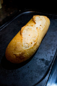 High angle view of bread in plate on table